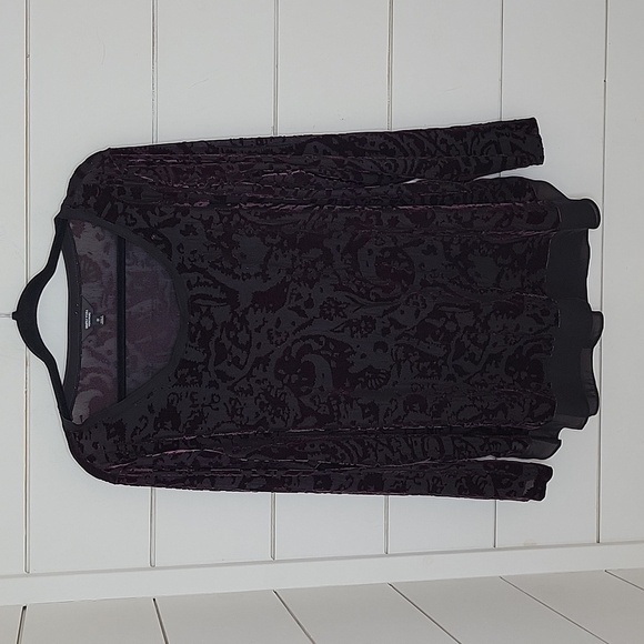 SIMPLY VERA Vera Wang 1X purple velvet black sheer fabric long sleeve shirt - Picture 1 of 6